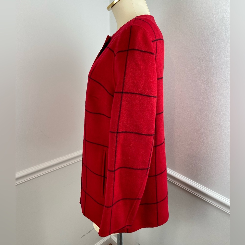 TALBOTS Petites Red & Black Wool Zip Front Jacket | Size 6P - Picture 5 of 12